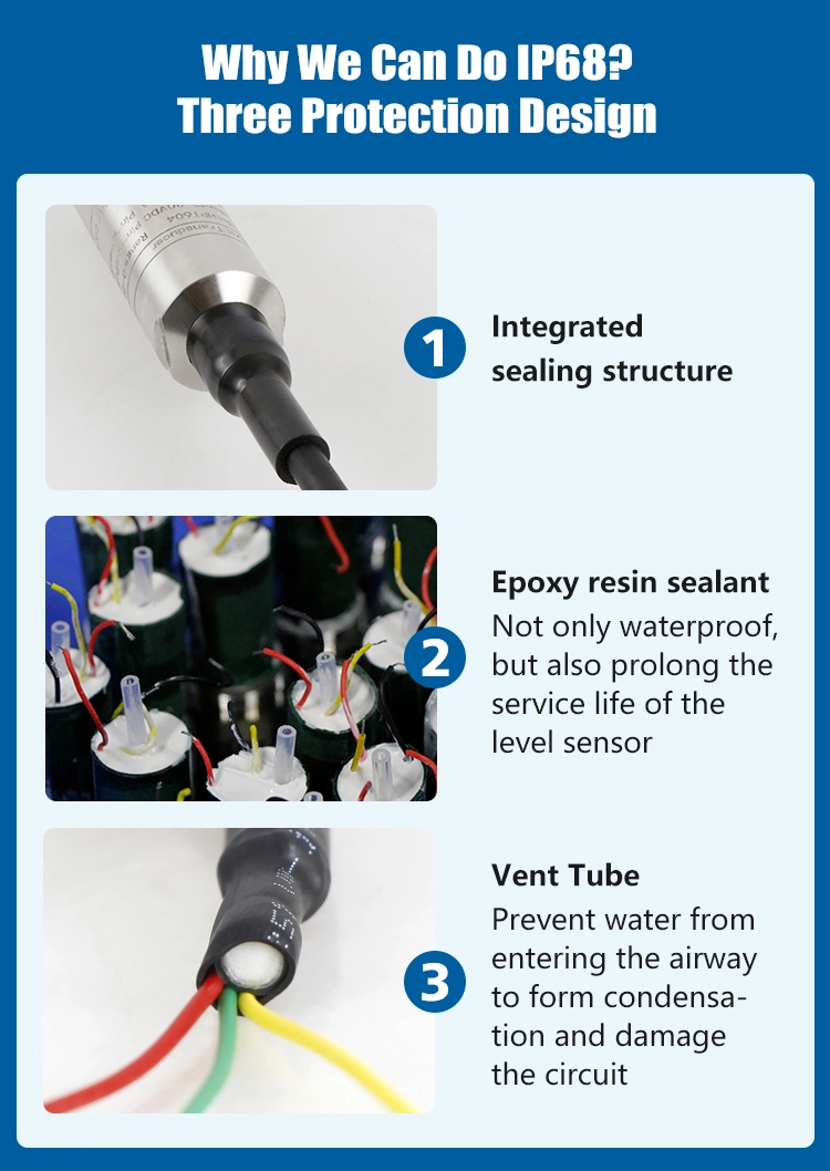 Holykell High Accuracy IP68 Hydrostatic Submersible Water Tank Level Sensor Stainless Steel Fuel Liquid Water Level Sensor